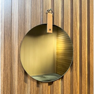 Espelho de Parede Circular com Alça Lapidado 40x40cm  Para Lavabo, Sala ou Quarto