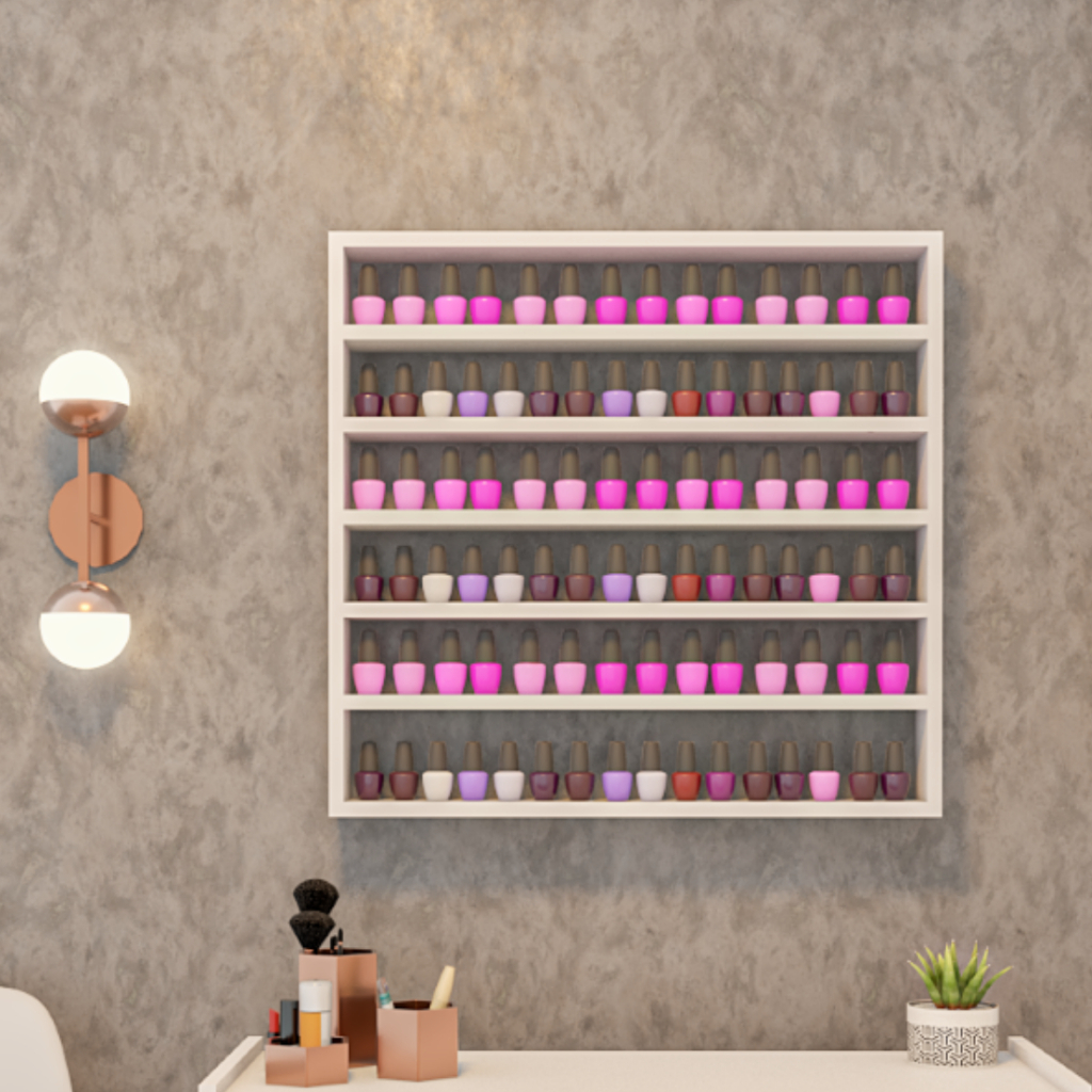 Expositor De Esmaltes Grande de parede Prateleira Para manicure e salão de beleza Nicho de Parede Expositor