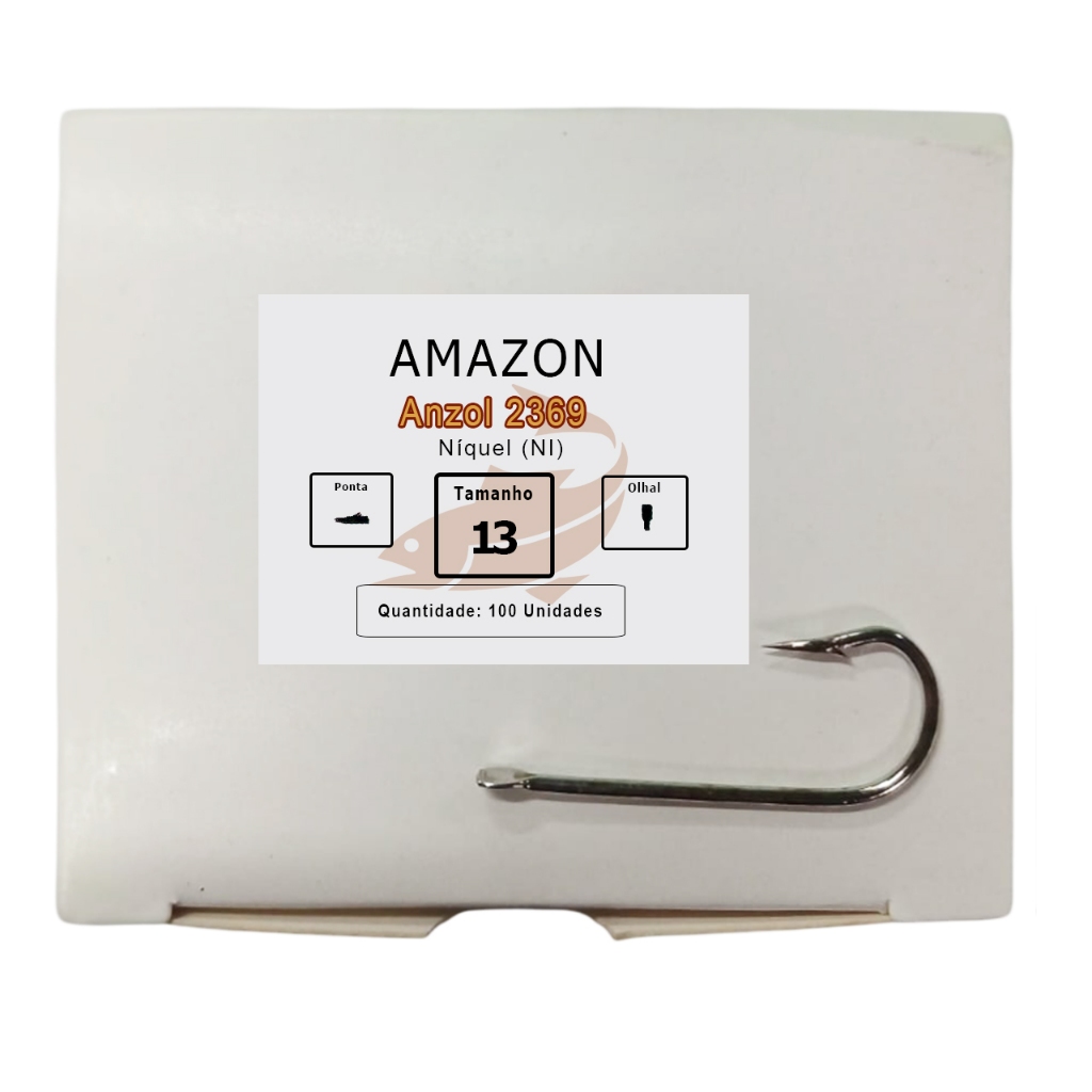 Anzol Amazon 2369 13 Níquel Chapinha 100 Unidades