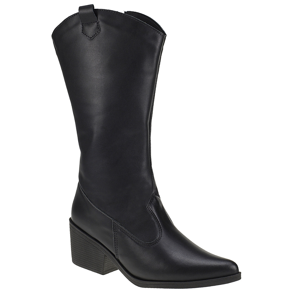 Bota Feminina Texana Cano Longo Moda Country Rodeio Bico Fino com Zíper 930-03 - Women Shoes