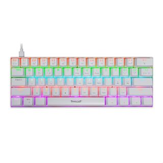 Teclado Mecanico Gamer TGT Sherman Compacto, Rainbow,ABNT2,Switch HuanoAzul, Branco,TGT-SHCPTW-RBW01 em Oferta na Shopee