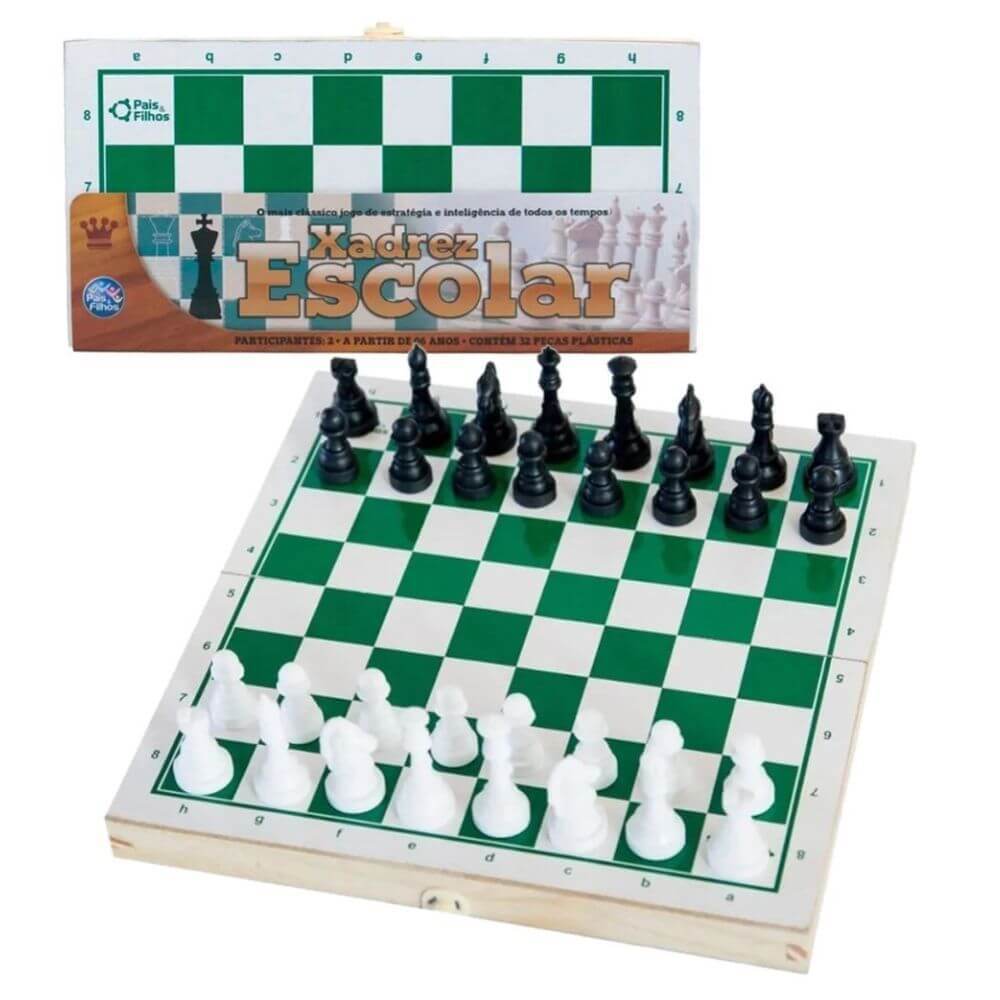 Jogo Madeira Xadrex Escolar - Pais e Filhos 2907