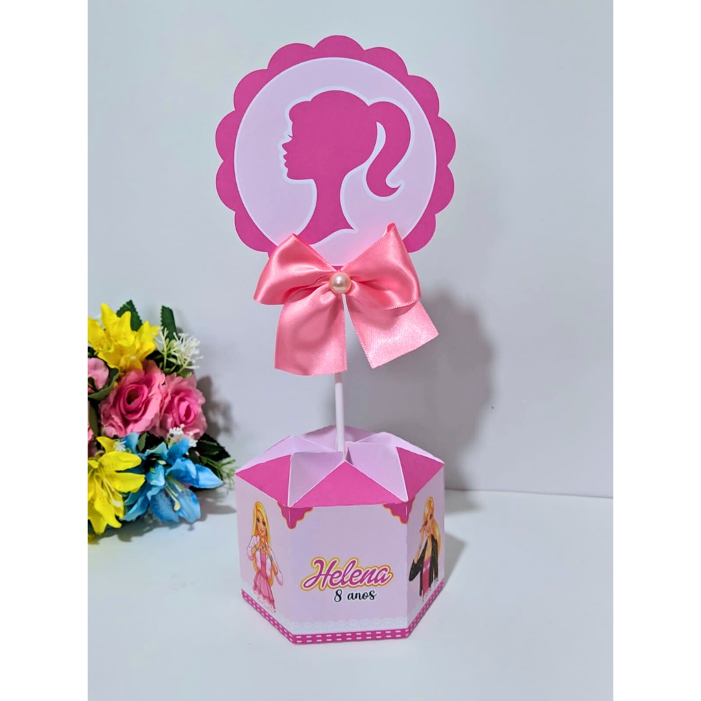 Centro de mesa Barbie | Arranjo de mesa | Enfeite de mesa | Cachepô | Lembrancinha | Festa Infantil | Personalizados