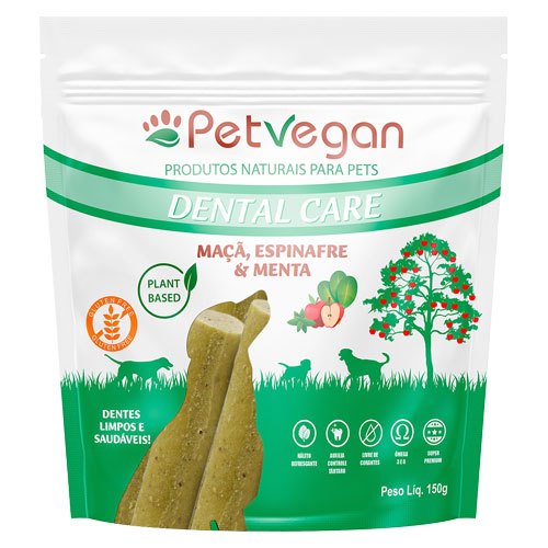 Snack PetVegan Dental Care para Cães Sabor Maçã, Espinafre e Menta 150g
