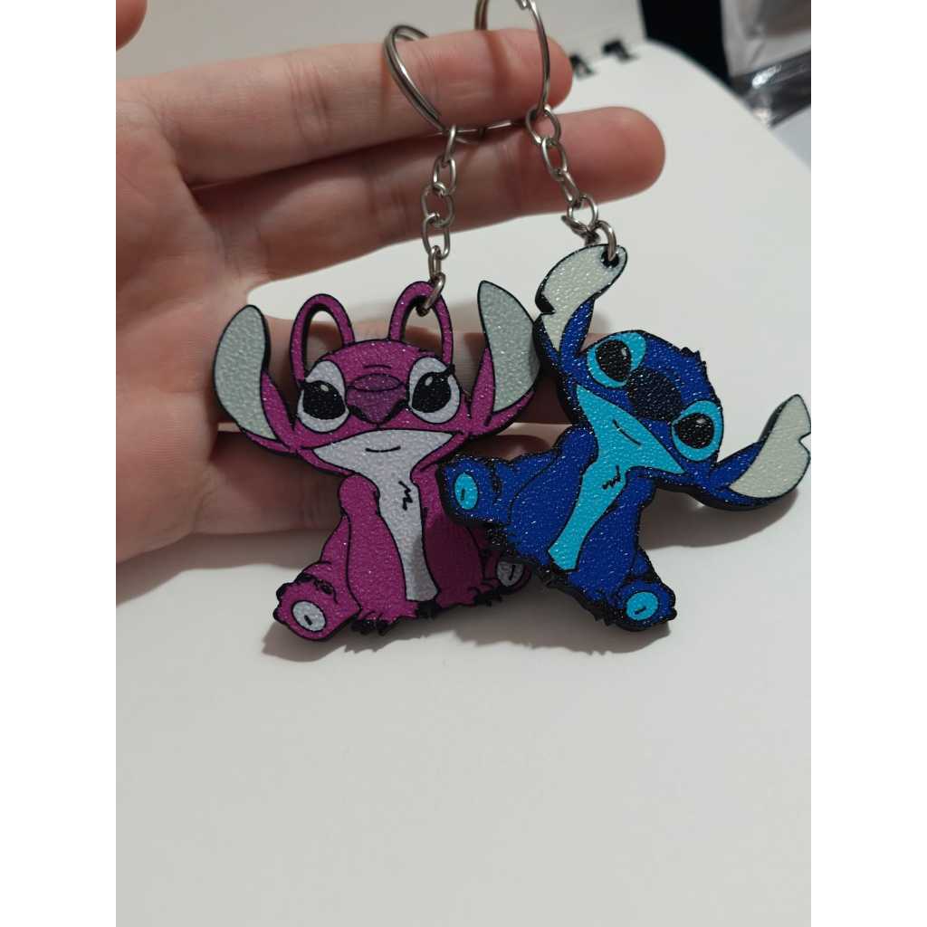 Chaveiro 3D Lilo & Stitch Angel Disney Desenho Nostalgia Cute Amor Casal Fofo