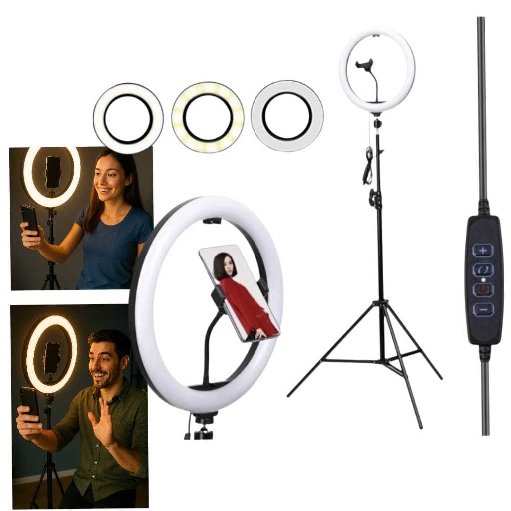 Iluminador Ring Light 12 Polegadas 360° Ajustável Com Tripé