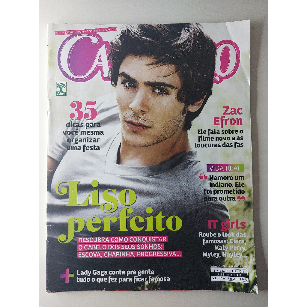 Revista Capricho Nº 1071 Zac Efron Lady Gaga Hilary Duff Jonas Brothers Leighton Meester Vanessa Hudgens McFly 2009