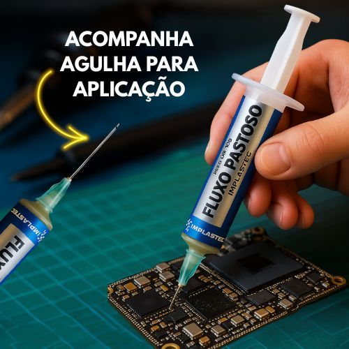 Fluxo de Solda Pastoso RMA-223 Seringa com 10g de Pasta para Soldar - Implastec