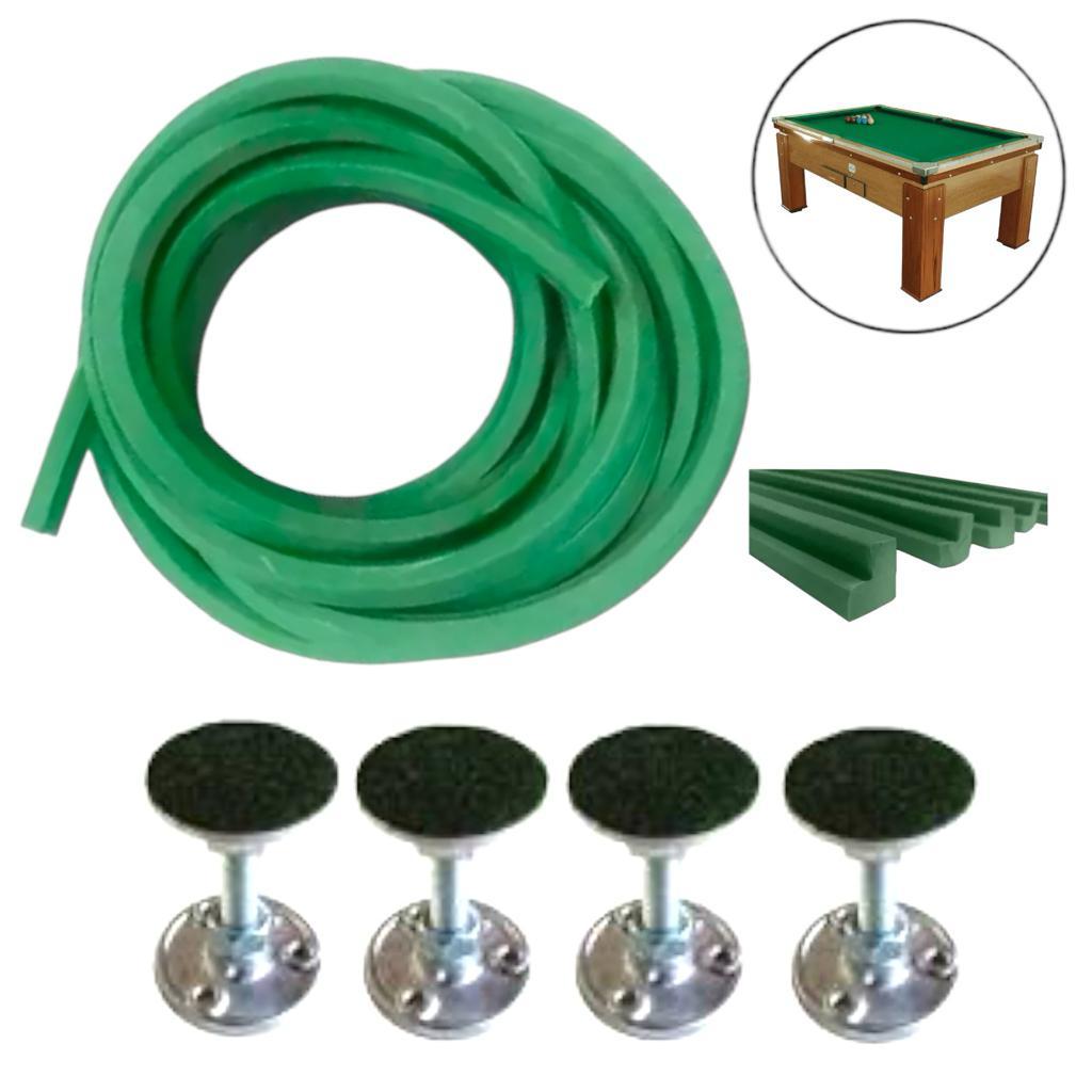 Borracha Tipo L Para Tabela de Mesa de Sinuca 6 m + Pés Niveladores Bilhar 4 Un Pes Nivelador Kit