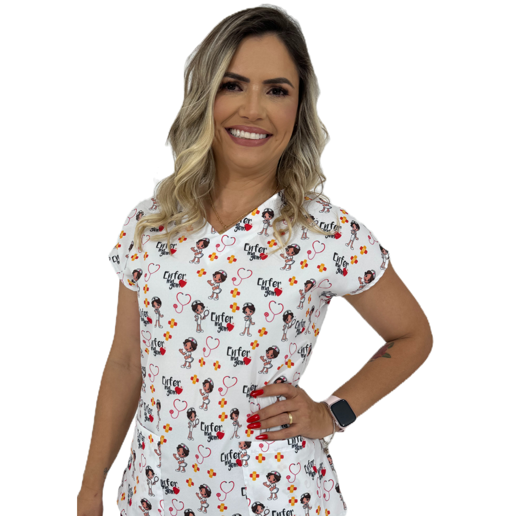 Blusa Pijama Cirúrgico Estampado - Scrub Hospitalar Enfermagem Medicina em Oferta na Shopee