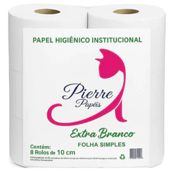 Papel Higiênico Rolão Branco C/8 Rolos - 300 Metros