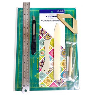 Base A4 Rosa Com Vincador Dobradeira Estilete Boleador Régua Aço 30 cm Estilete em Oferta na Shopee