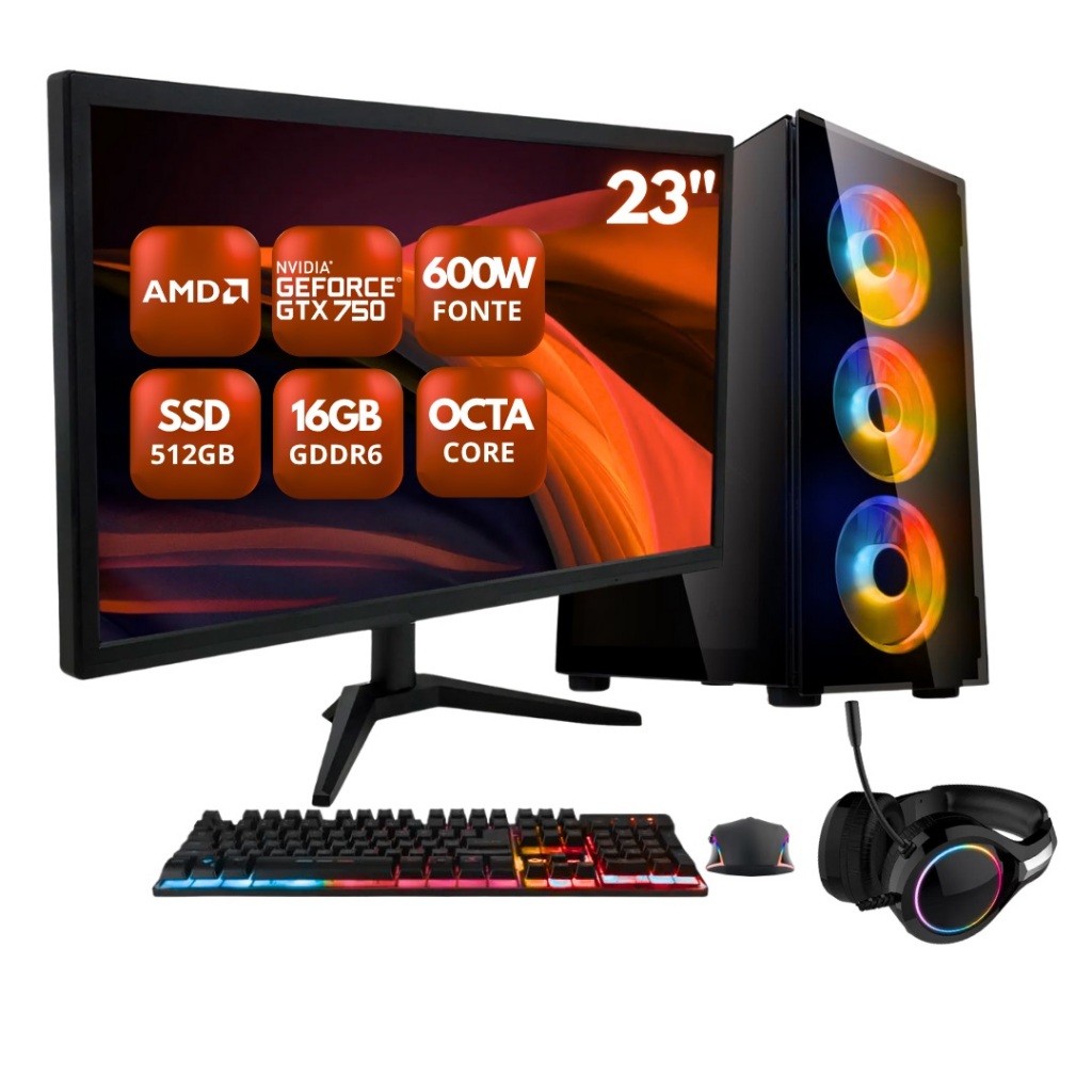 PC Gamer Completo ZEN by BluePC - AMD Ryzen 4700S, GTX 4GB, 16GB RAM, SSD 512GB,