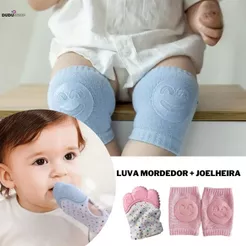 Joelheira para Bebe Luvinha Mordedor Gengiva Baby Proteção Joelho de Bebe Engatinhar