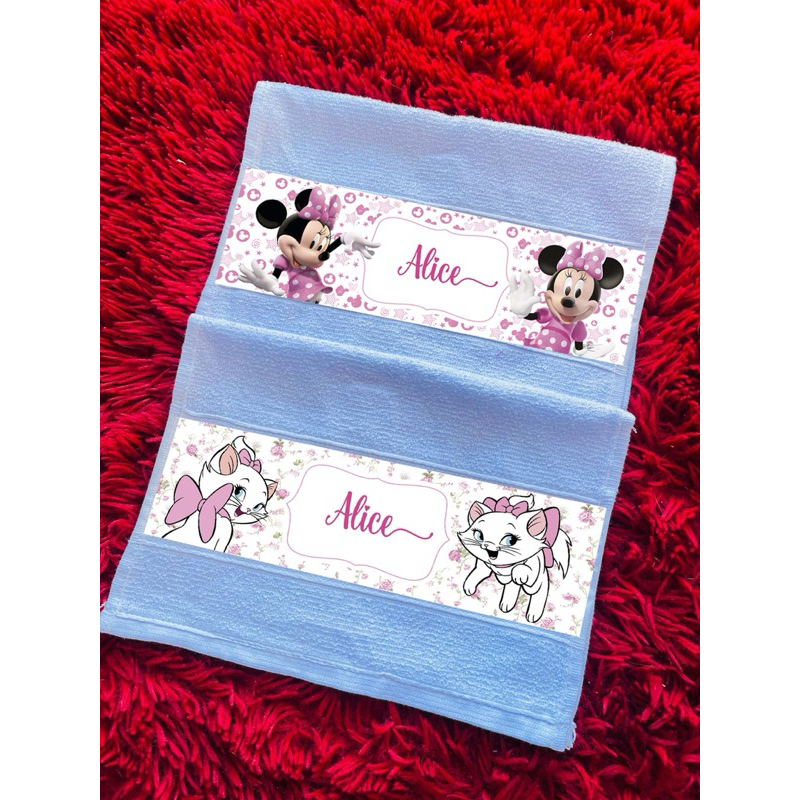 KIT 2 TOALHINHAS BRANCAS PERSONALIZADAS TOALHA DE BOCA LAVABINHO PARA CRECHE ESCOLA HIGIENE DE BOCA STITCH
