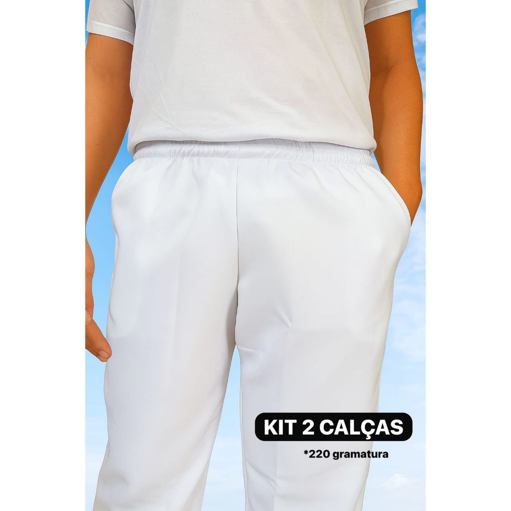 Kit 02 Calcas Tactel Grosso 220 grs Branca