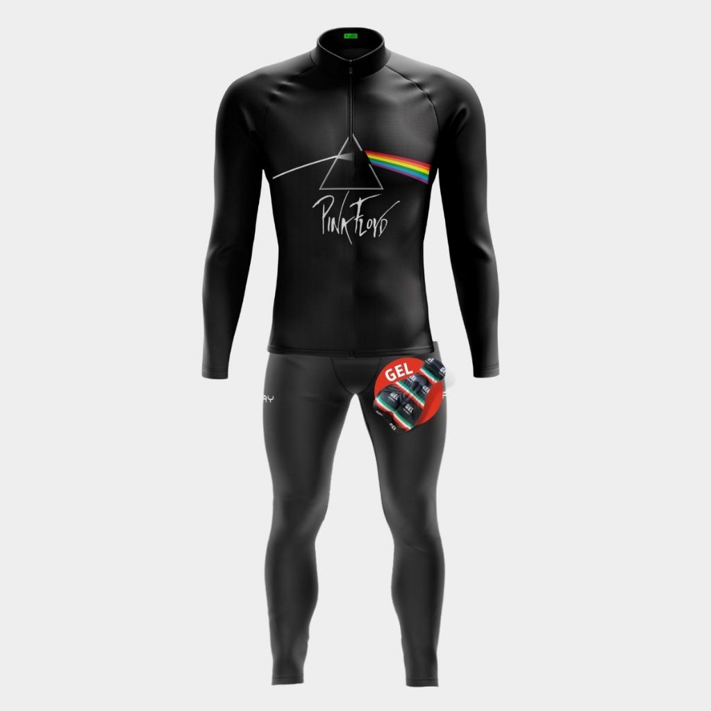 Kit Ciclismo Masculino Conjunto Frio Inverno Camisa Pro Manga Longa Calça Gel Bike Speed Pedalar