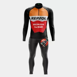 Conjunto Ciclismo Masculino Inverno Camisa Manga Longa Pro Uv Calça Gel Bolsos Bike Pedal MTB