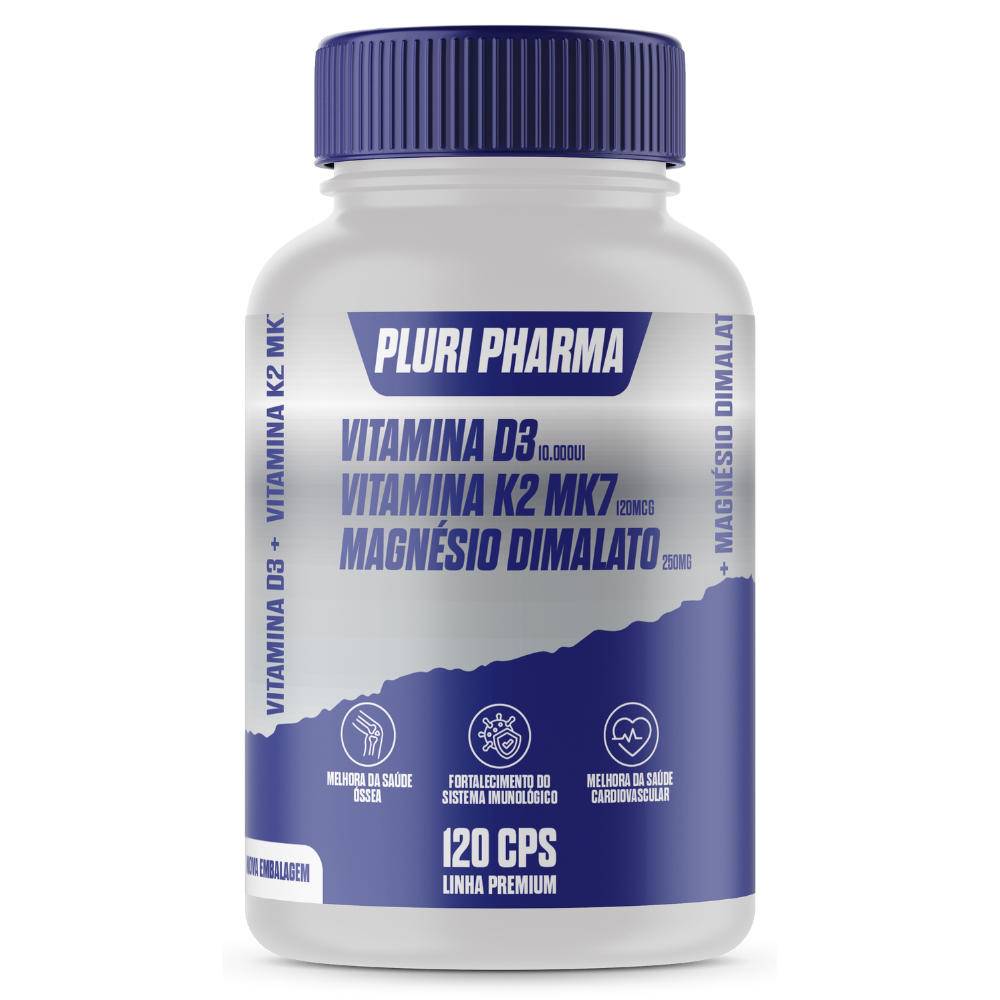 Colecalciferol 250mcg  (10 mil)  + K2 MK7 120mcg + Dimalato 250mg C/120 Cps em Oferta na Shopee