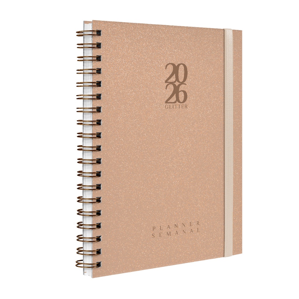 Agenda 2026 Planner Semanal Plus Capa Dura Solid Glitter Cores