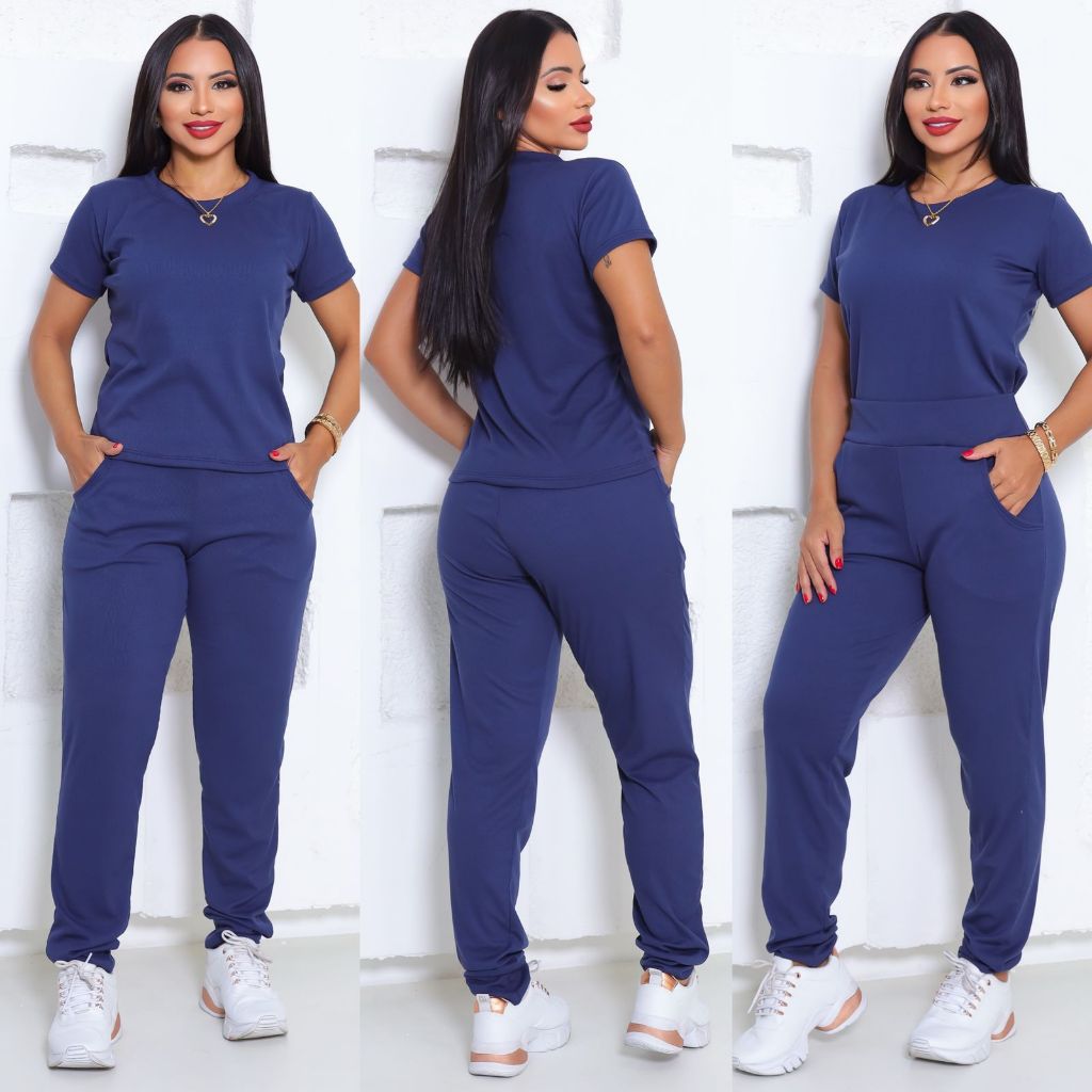 CONJUNTINHO CALÇA COM BOLSO E BLUSA MANGA CURTA DE RIBANA TAMANHOS G e GG em Oferta na Shopee