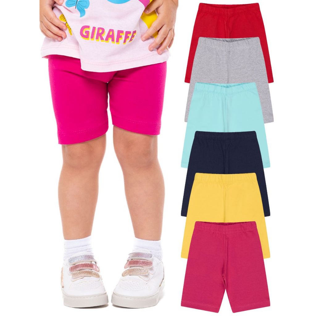 Kit 3 Shorts Ciclista Bebê Menina Infantil Cotton Algodão em Oferta na Shopee