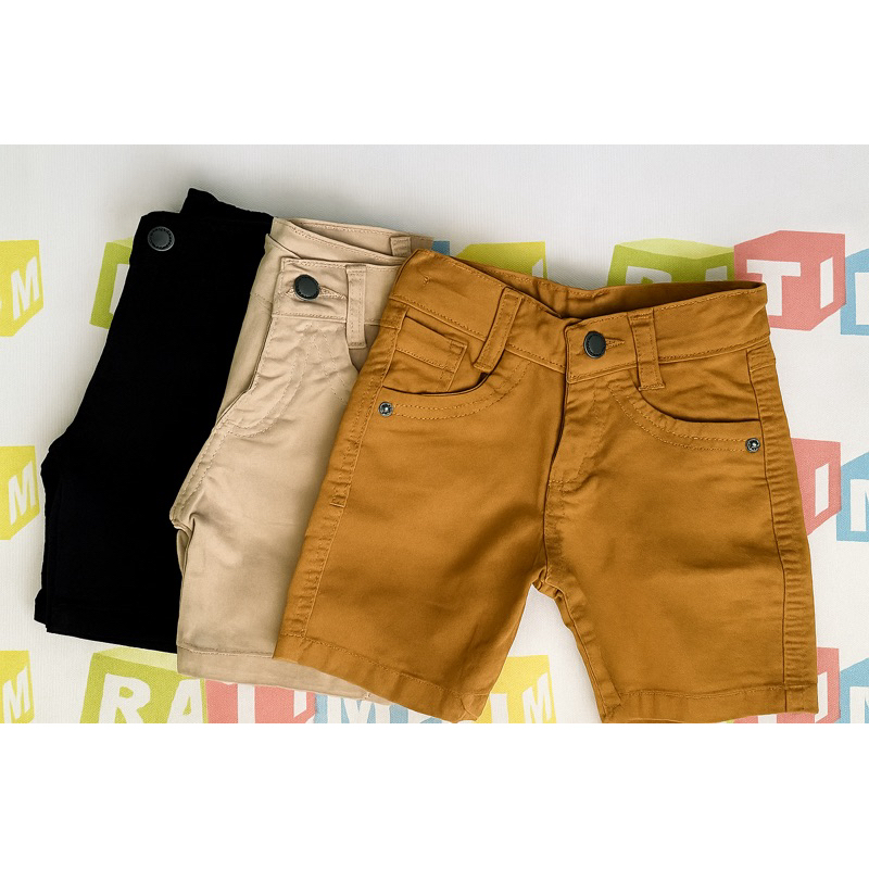 BERMUDA SARJA INFANTIL COLOR SHORT  BRIM MENINO MASCULINA e BEBE BEGE/CAQUI- PRETA- MARROM/CARAMELO - VERDE