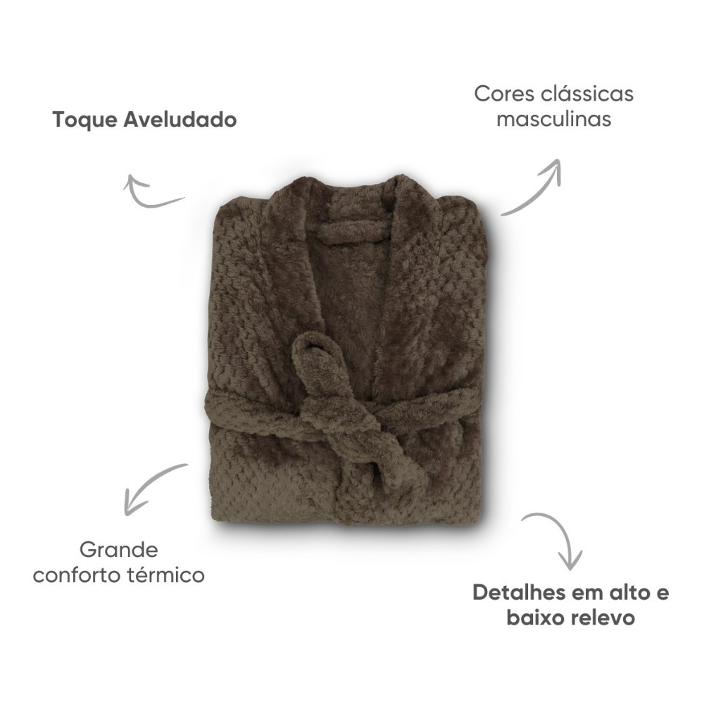 Roupão Pollo Appel Unissex Extra Macio Toque Suave 100% Poliéster Roupão de Banho Inverno Microfibra — imagem 2 de 2