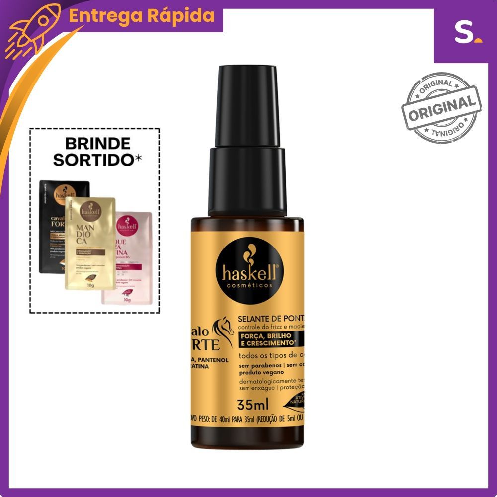 Selante de Pontas Reparador de Fios Finalizador Proteção Solar Cavalo Forte 35ml - Haskell Cosméticos