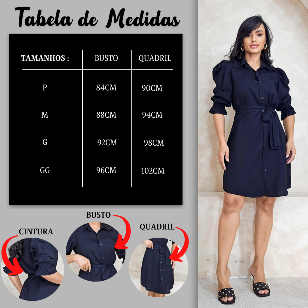Vestido Chemise Feminino Midi Com Cinto Viscolinho Manga Bufante Social Elegante Evangélico — imagem 2 de 2
