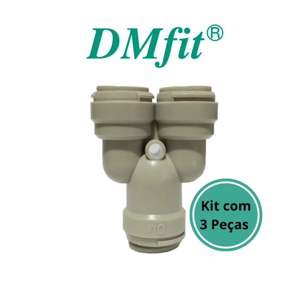 DMfit KIT 3 Conexão rápida divisor 2 vias, entrada (1) tubo 3/8 x saídas (2) 3/8″
