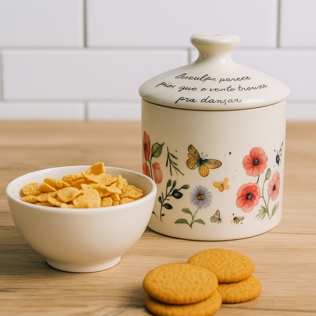 Açucareiro Porcelana Decorado Decalque Mesa Posta Cozinha Elegante Charme Delicado Só Arts...