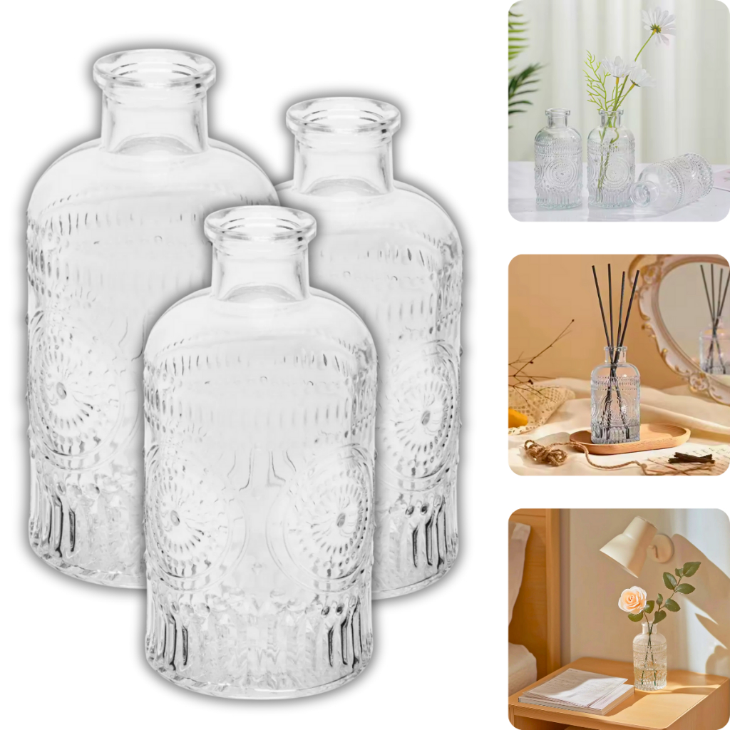 Imagem Kit 2 Vaso de Vidro Mandala Decorativo Envio Imediato - Festa Eventos Casamento Difusor Flores Aromatizador Frasco