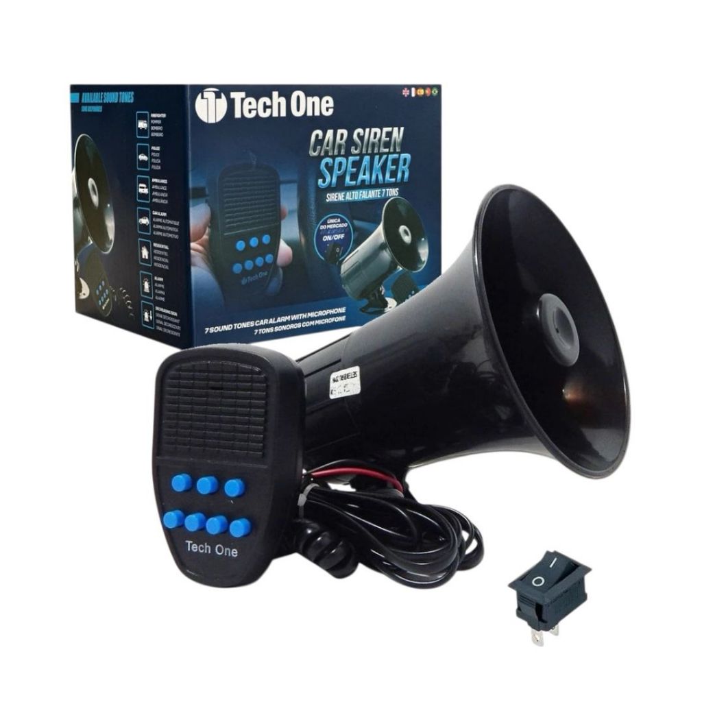 Sirene para Carro Casa Empresa 7 sons bombeiro ambulância Policia Alarme em Oferta na Shopee