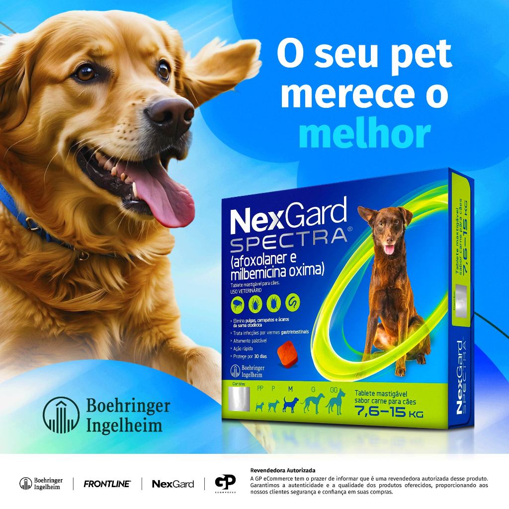 NexGard Spectra M Antipulgas e Carrapatos Contra Vermes e Sarnas Cães de 7,6 a 15kg 1 Comprimido · foto 2