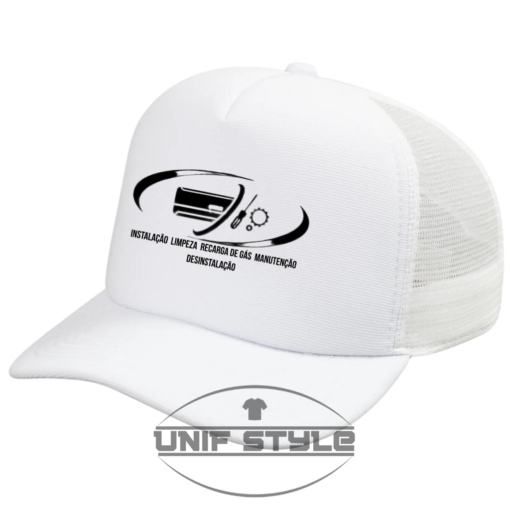 Boné Modelo Trucker Técnico Refrigeração E Manutenção Em Ar Condicionado Personalizado