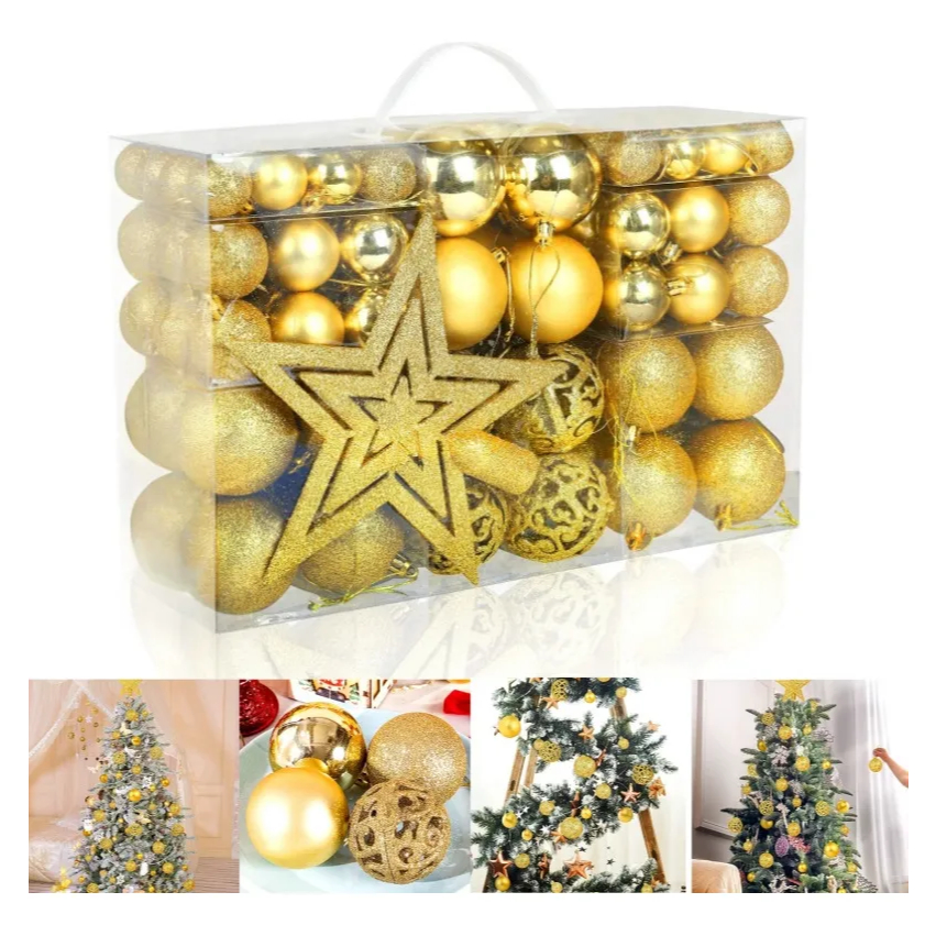 Kit 101 Bolas de Natal Decorativas para Árvore – Enfeites de Festa Clássicos e Brilhantes