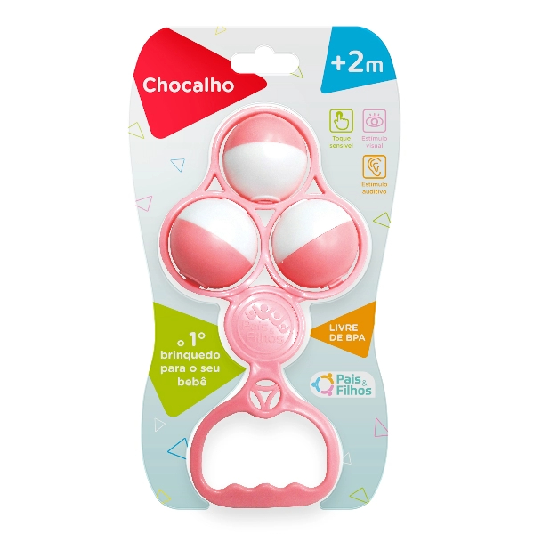 Chocalho Rosa Infantil - Pais e Filhos 7861 em Oferta na Shopee