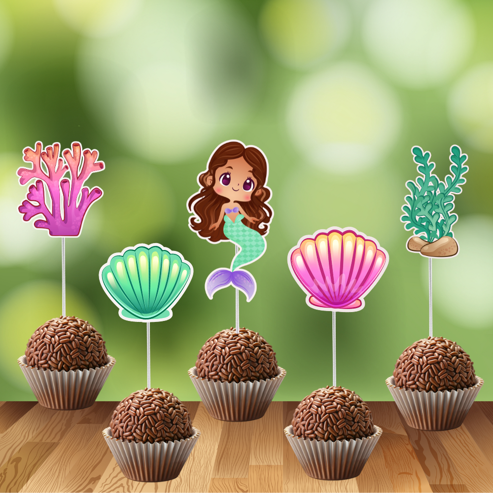 50 ou 100 Toppers para Docinho Tema Sereia - Topo para doces Sereia - Sereia