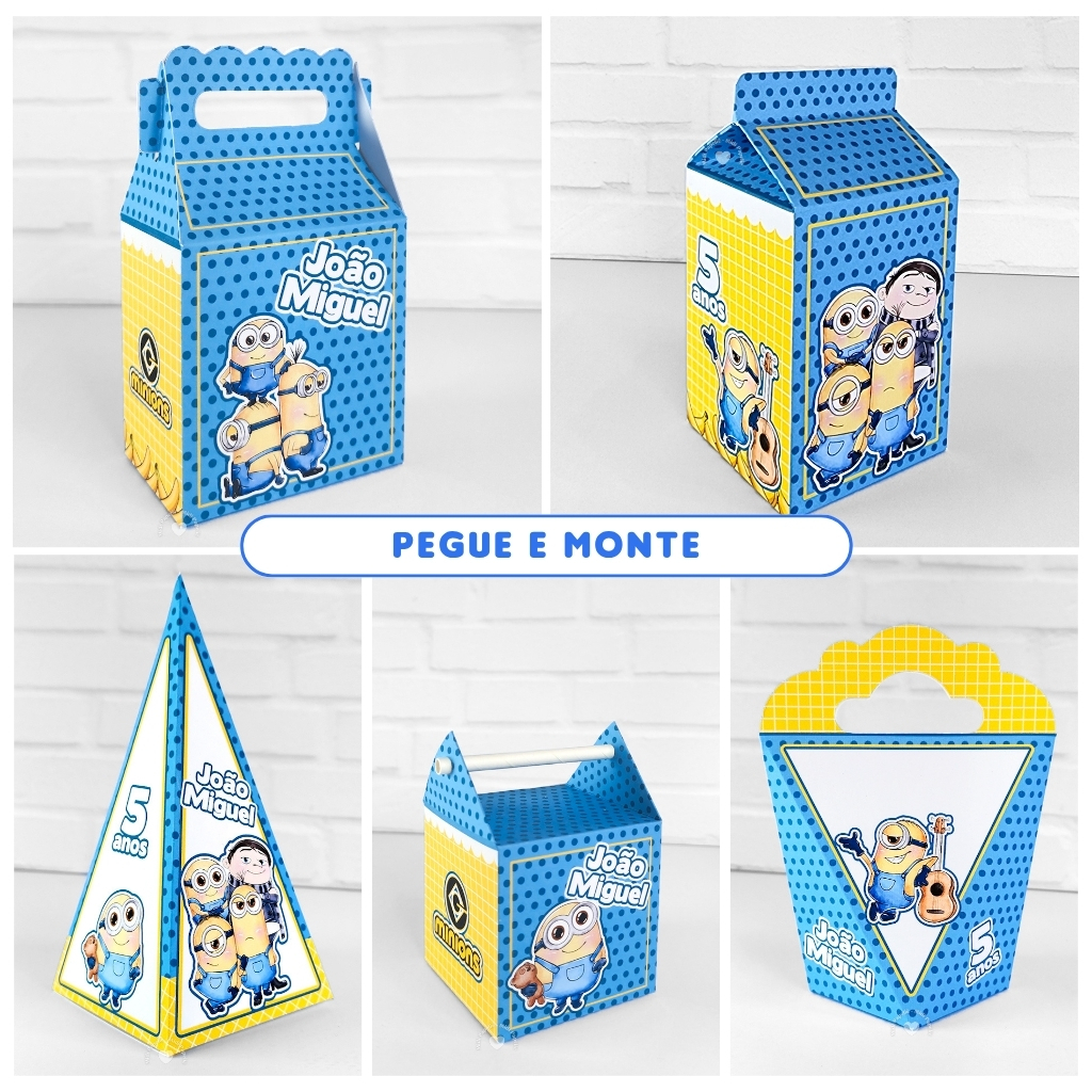 Kit Festa Meu Malvado Favorito Minions | Lembrancinhas Festa Infantil Aniversário Caixinhas Mimos (PEGUE E MONTE)
