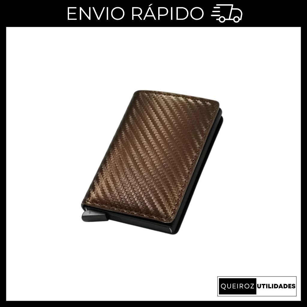 Carteira anti-furto Masculina Marrom / Fibra / Slim / Anti-roubo