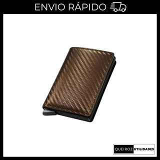 Carteira anti-furto Masculina Marrom / Fibra / Slim / Anti-roubo