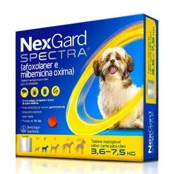 NexGard Spectra P Antipulgas e Carrapatos Contra Vermes e Sarnas Cães de 3,6 a 7,5kg 1 Comprimido