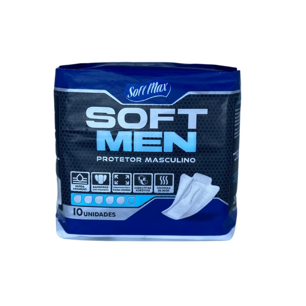 Absorvente Masculino Soft Men Max Com 10 Unidades Protetor Geriátrico P/Incontinência Urinária Idoso