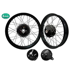 Roda Par Ybr Factor Preto Tork Cubo Tambor 4mm Cromados+ Peças