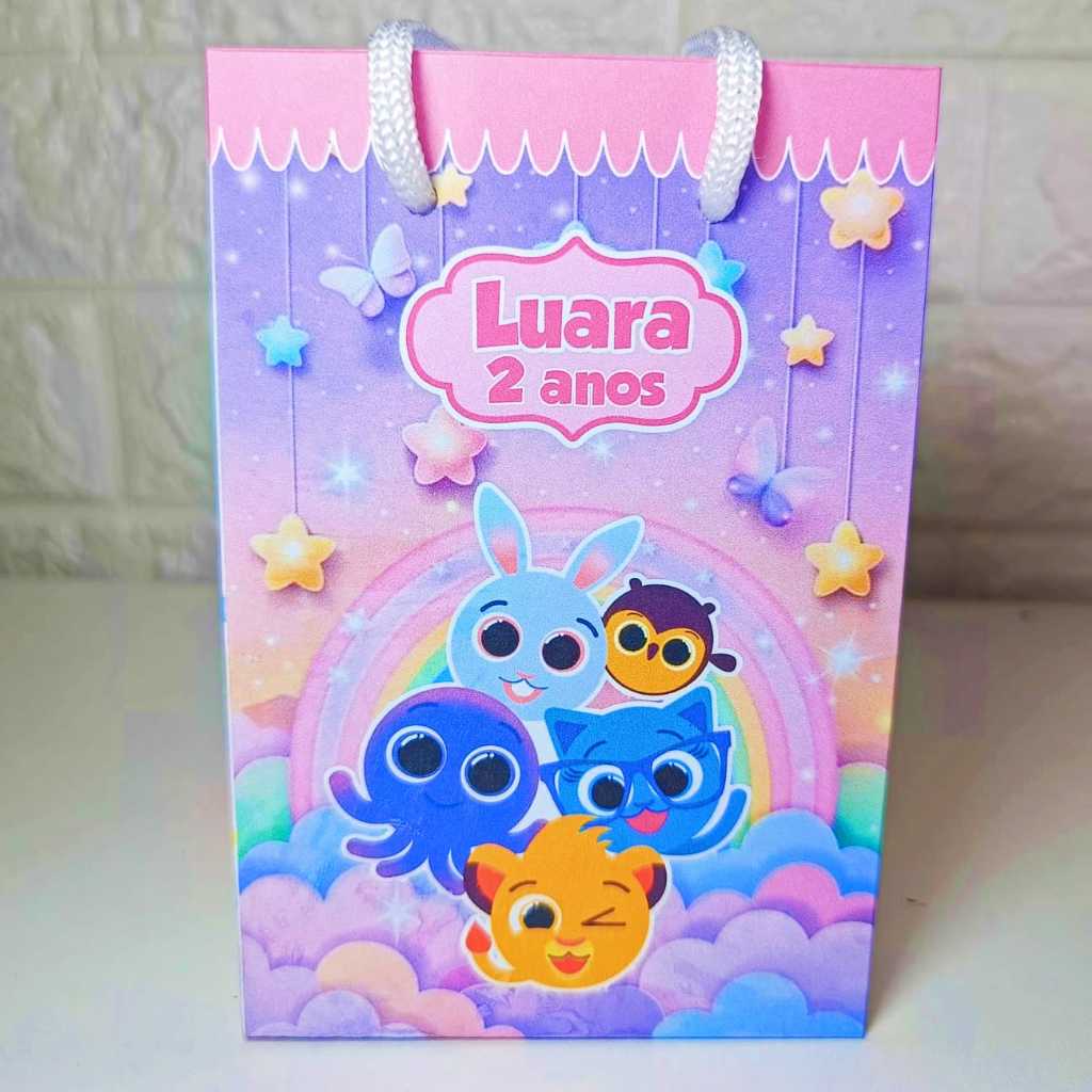 PEGUE E MONTE Sacolinha  Surpresa Personalizada Bolofofo Rosa Menina Sacola Surpresa Lembrancinha Festa Infantil