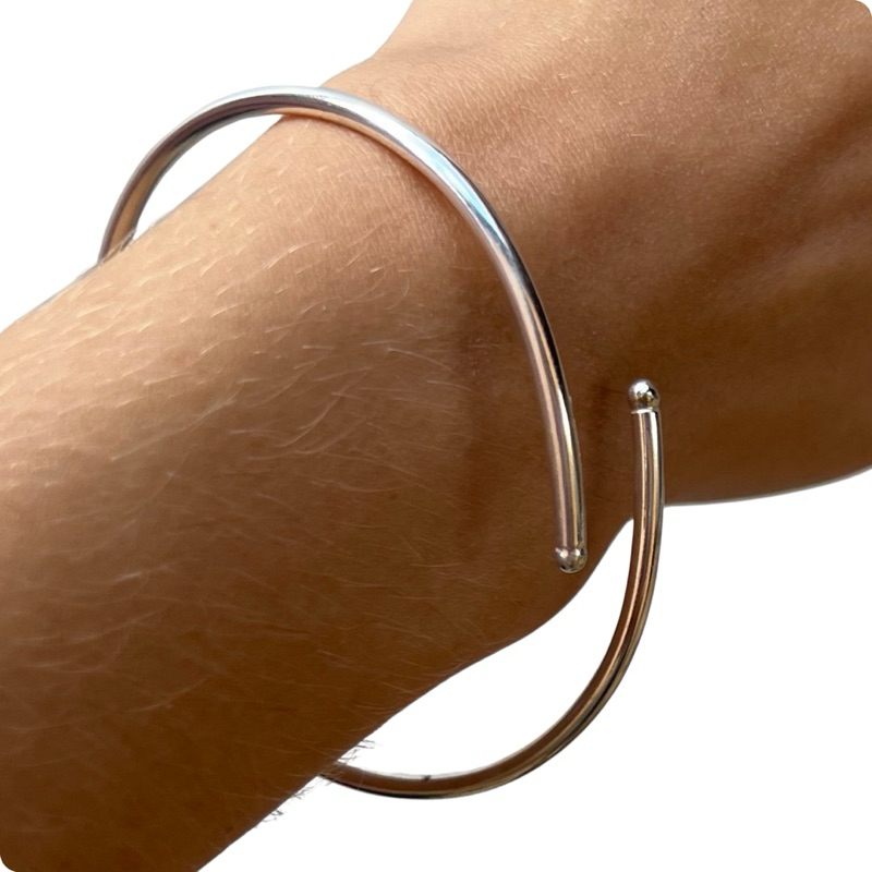 Bracelete Prata 925 Aberto Estilo Duas Pontas Delicado