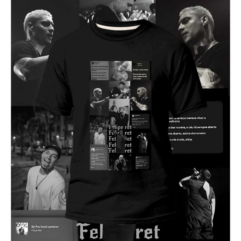 Camiseta Premium Filipe Ret Blusa Algodão Lançamento Cantor Trap Camisa Unissex Masculina E Feminina
