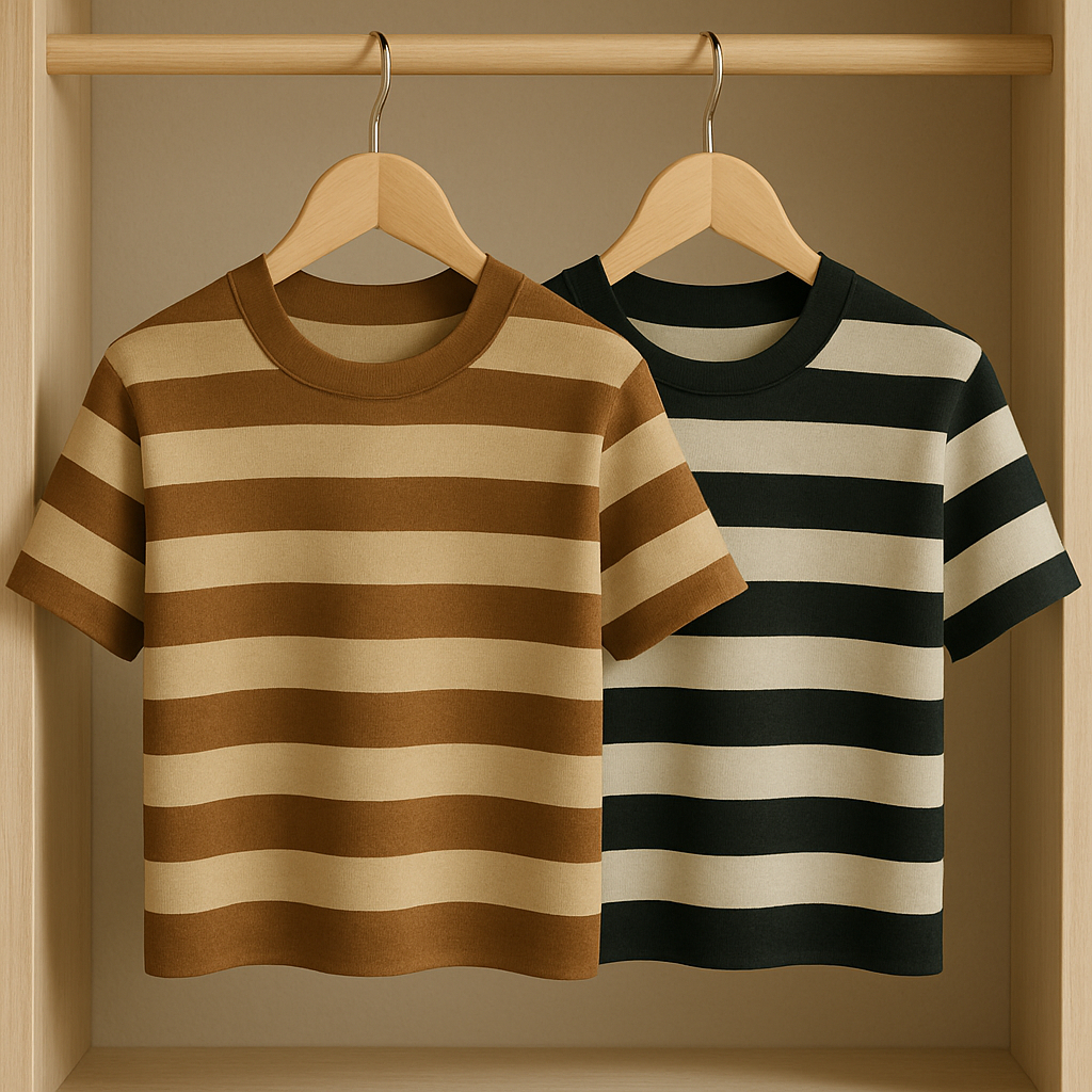 KIT 2 Blusa Feminina Listrada Manga Japonesa Blusa Listra Grossa Camisa T shirt Soltinha