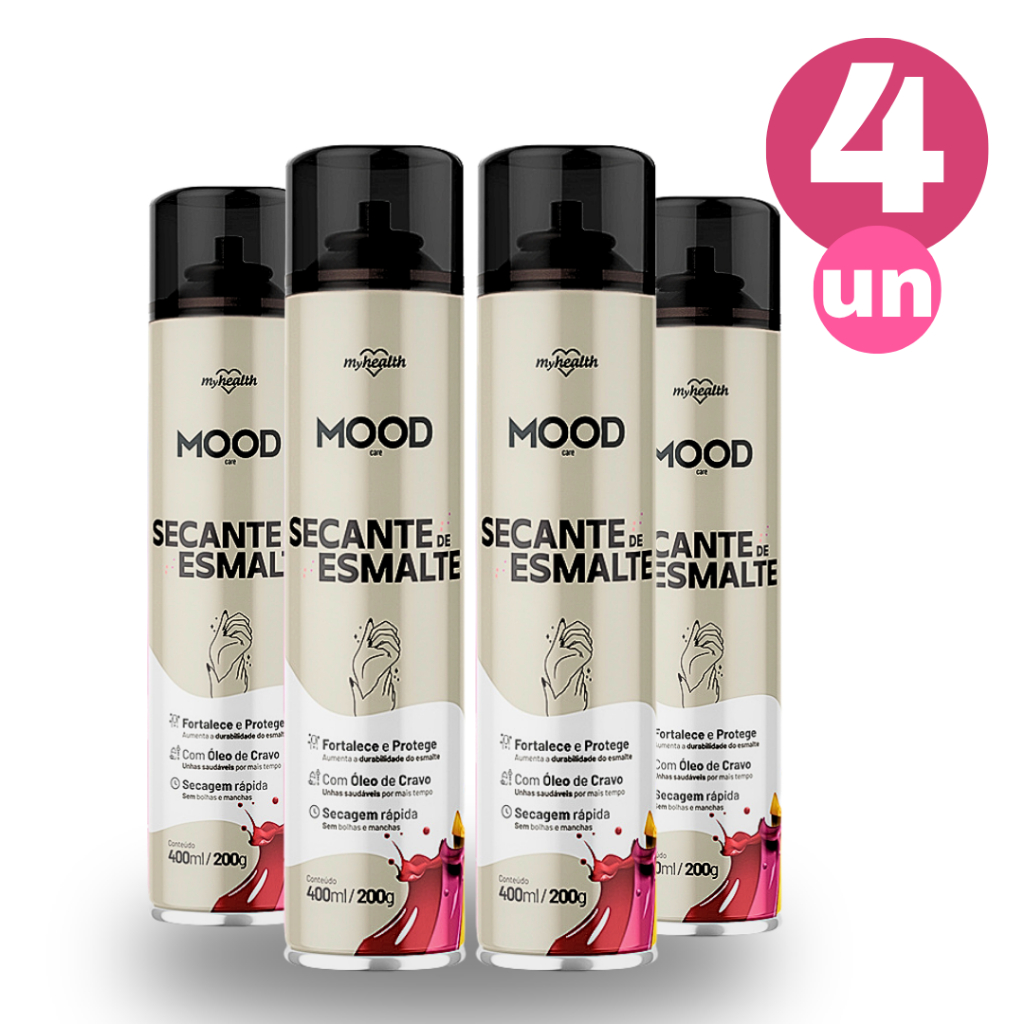 Kit 4 Spray Secante de Esmalte de Unhas My Health Mood Care 400ml Secagem Rápida - Beauty
